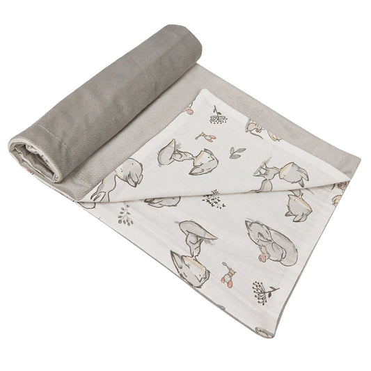 LEANBE Babydecke 50x70cm doppelseitig Baumwolle/Velours Grau