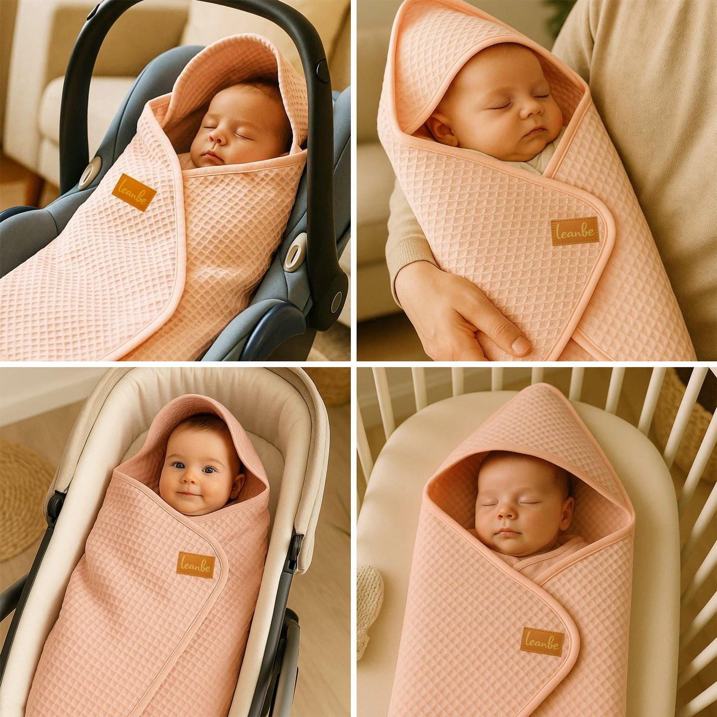 Einschlagdecke aus Waffelstoff für den Sommer 100% Baumwolle Rosa