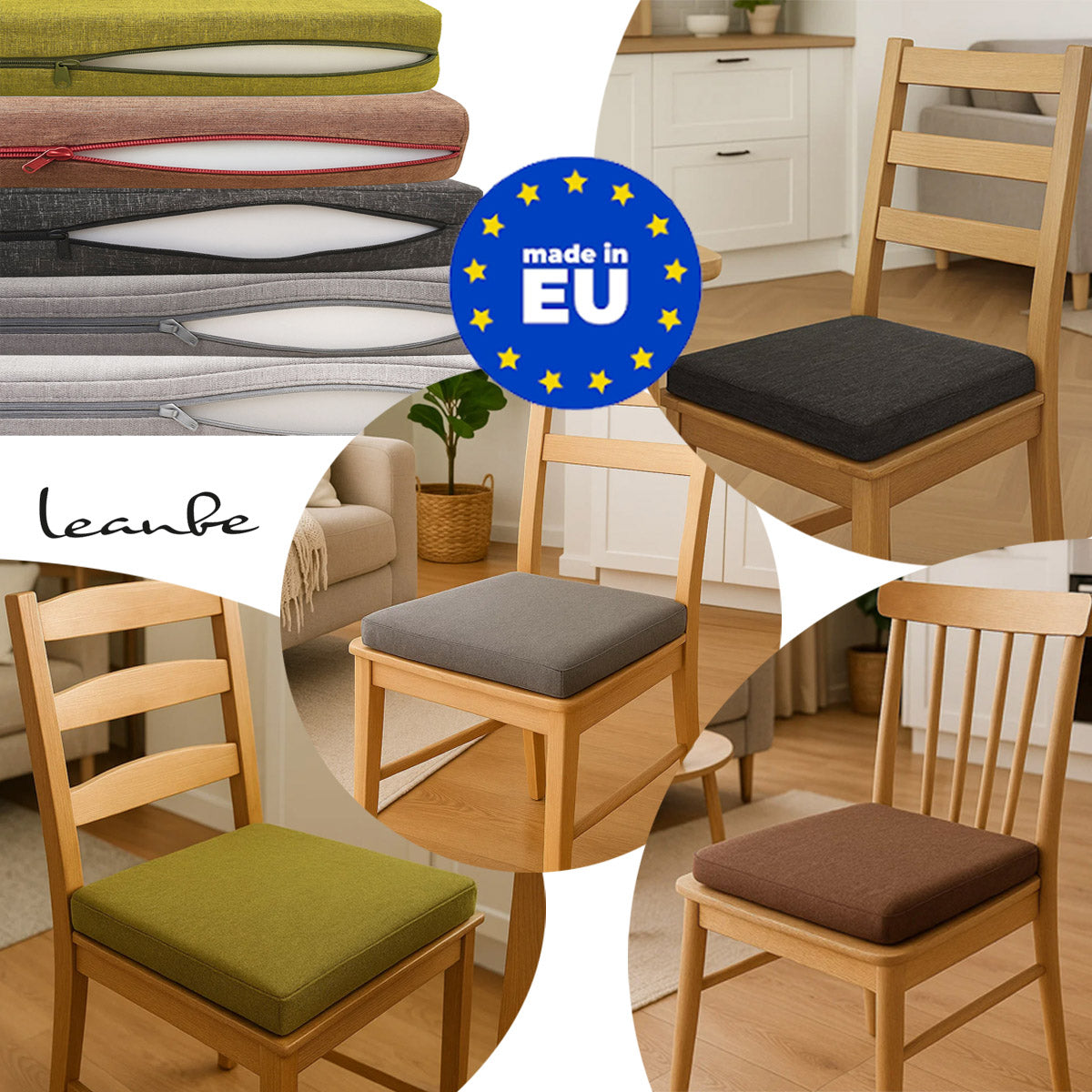 Sitzkissen 2er Set für Garten & Zuhause 40 x 40 x 5 cm Graphit