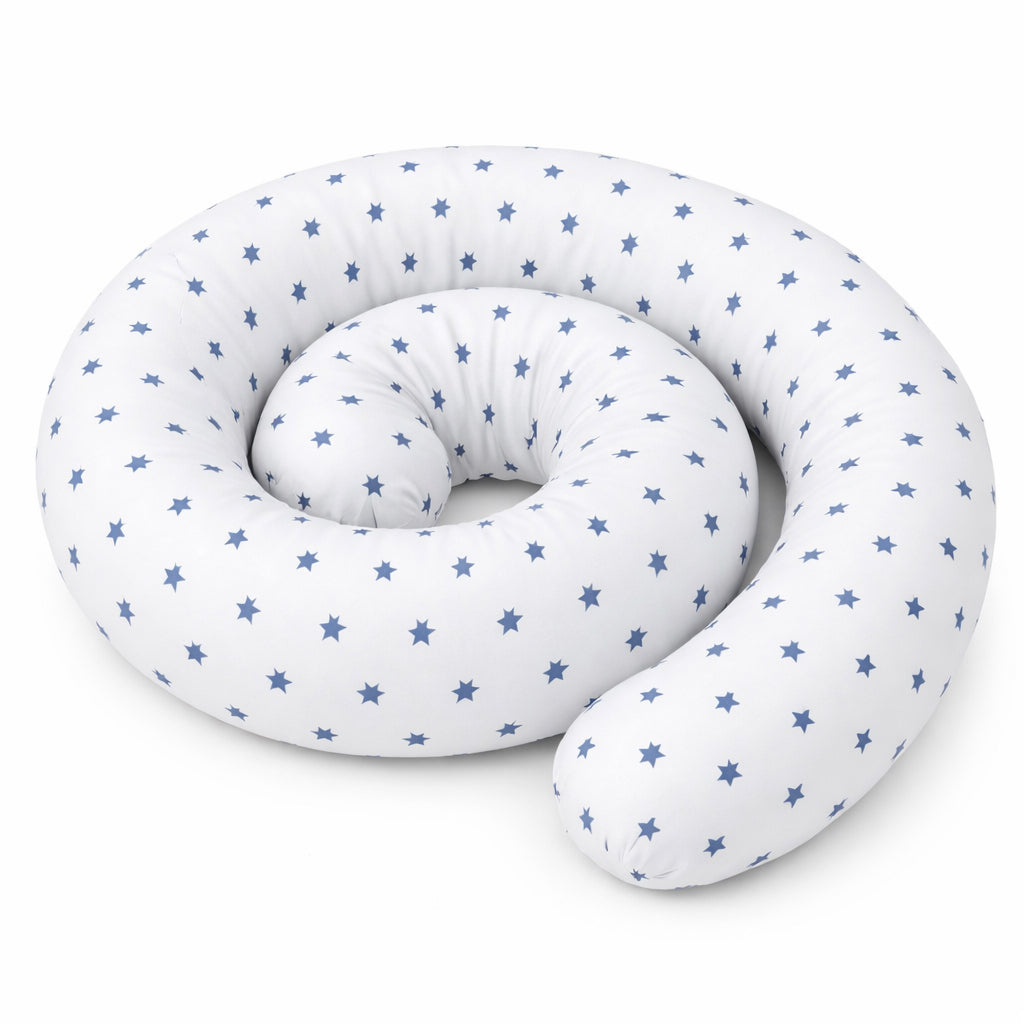 LEANBE Bettschlange Stillkissen – Vielseitiges Seitenschläferkissen - 150 cm - Blaue Sterne