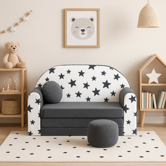 LEANBE Kindersofa 3-in-1 – Multifunktionales Spiel- und Schlafsofa für Kinderzimmer AC1