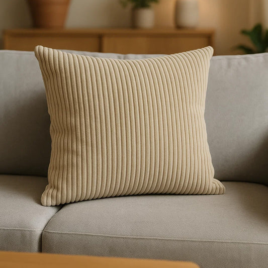 LEANBE Cord Dekokissen – Weiches Kissen mit strukturierter Oberfläche Set 4 Stck. - Beige