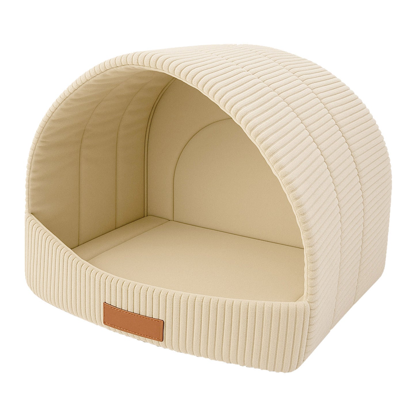 Personalisierbare & Stilvolle Cord-Hütte für Hunde und Katzen - Beige