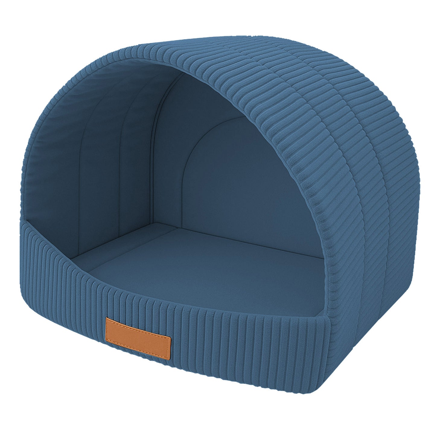 LEANBE Personalisierbare & Stilvolle Cord-Hütte für Hunde und Katzen - Blau