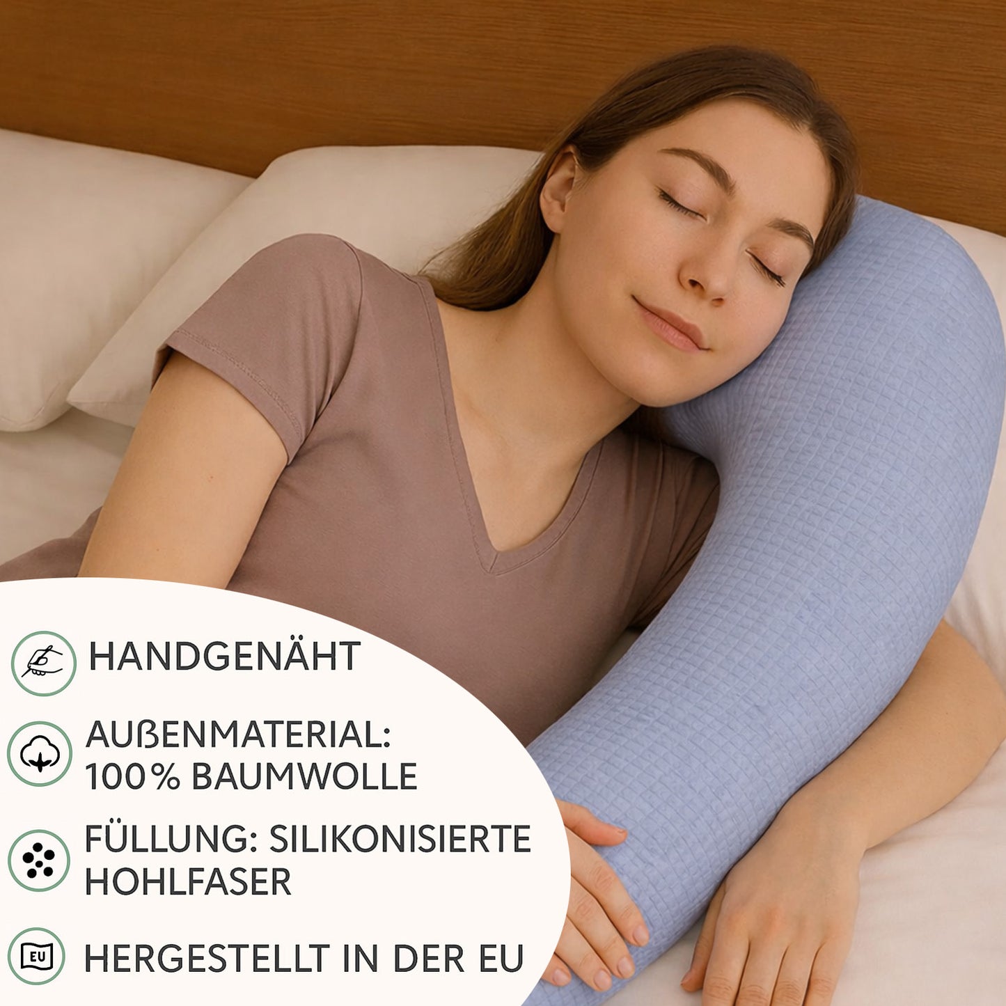 LEANBE Bettschlange Stillkissen – Vielseitiges Seitenschläferkissen - 150-400 cm Blau