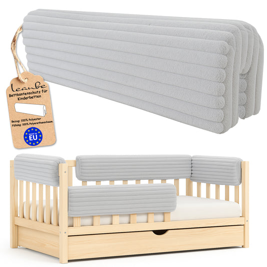 Bettkantenschutz für Babybett – Hellgrau Cord