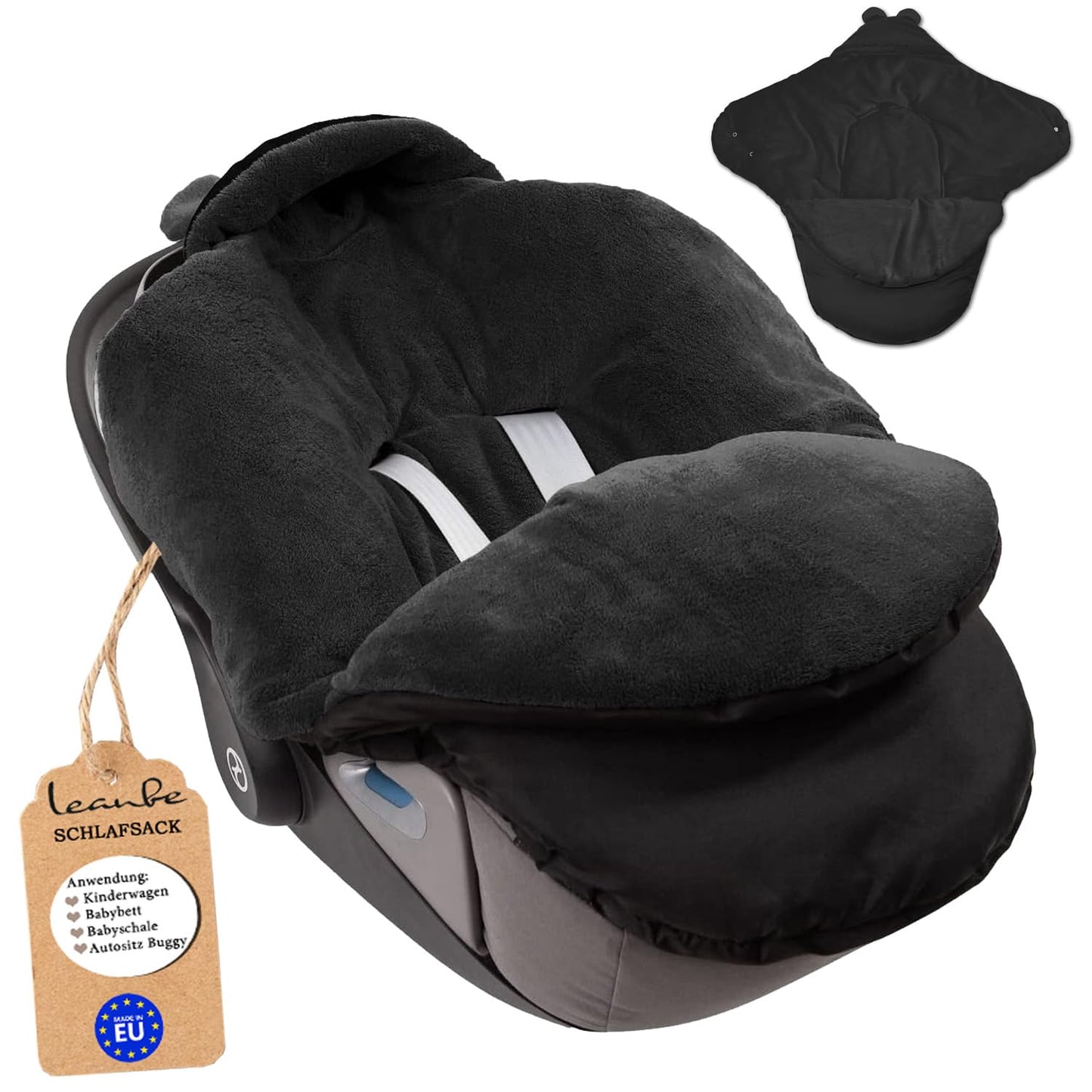 Baby Einschlagdecke für Winter - Schwarz