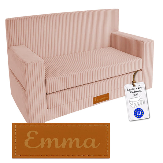 Personalisierbares Kindersofa 3in1 - Rosa Cord