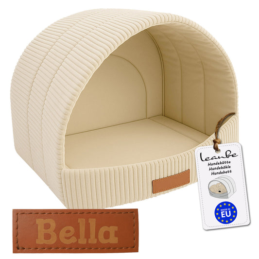 Personalisierbare & Stilvolle Cord-Hütte für Hunde und Katzen - Beige