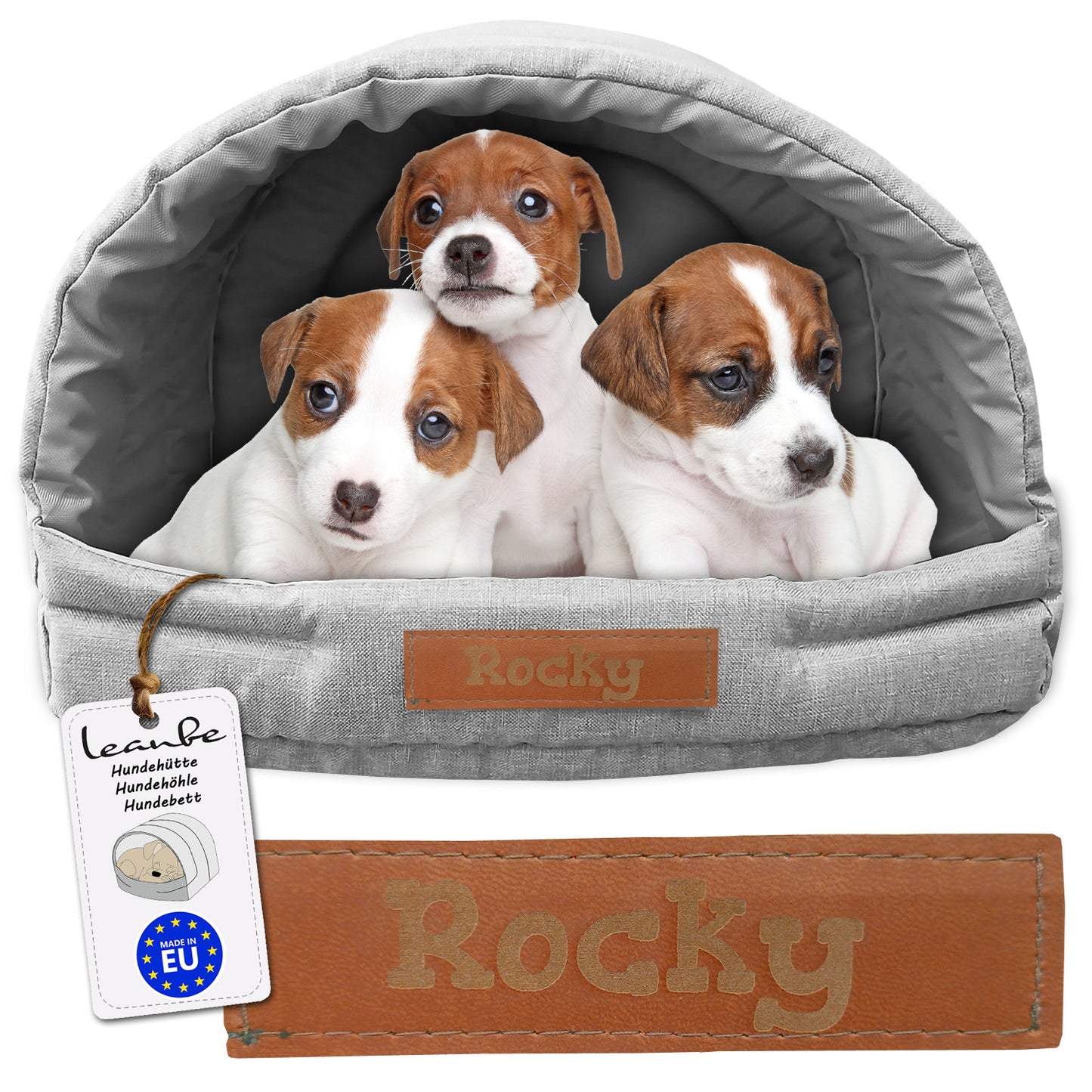 Personalisierte Schlafhöhle Hundehaus für Hunde und Katzen Grau