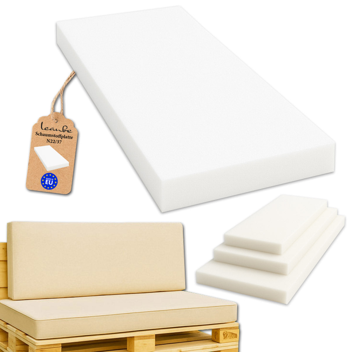 LEANBE Schaumstoffplatte – Hochwertiger Schaumstoff für vielseitige Anwendungen 120 x 50 x 5 cm