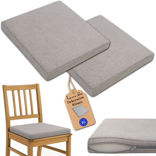 Sitzkissen 2er Set für Garten & Zuhause 40 x 40 x 5 cm Hellgrau
