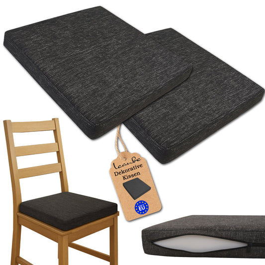 Sitzkissen 2er Set für Garten & Zuhause 40 x 40 x 5 cm Schwarz