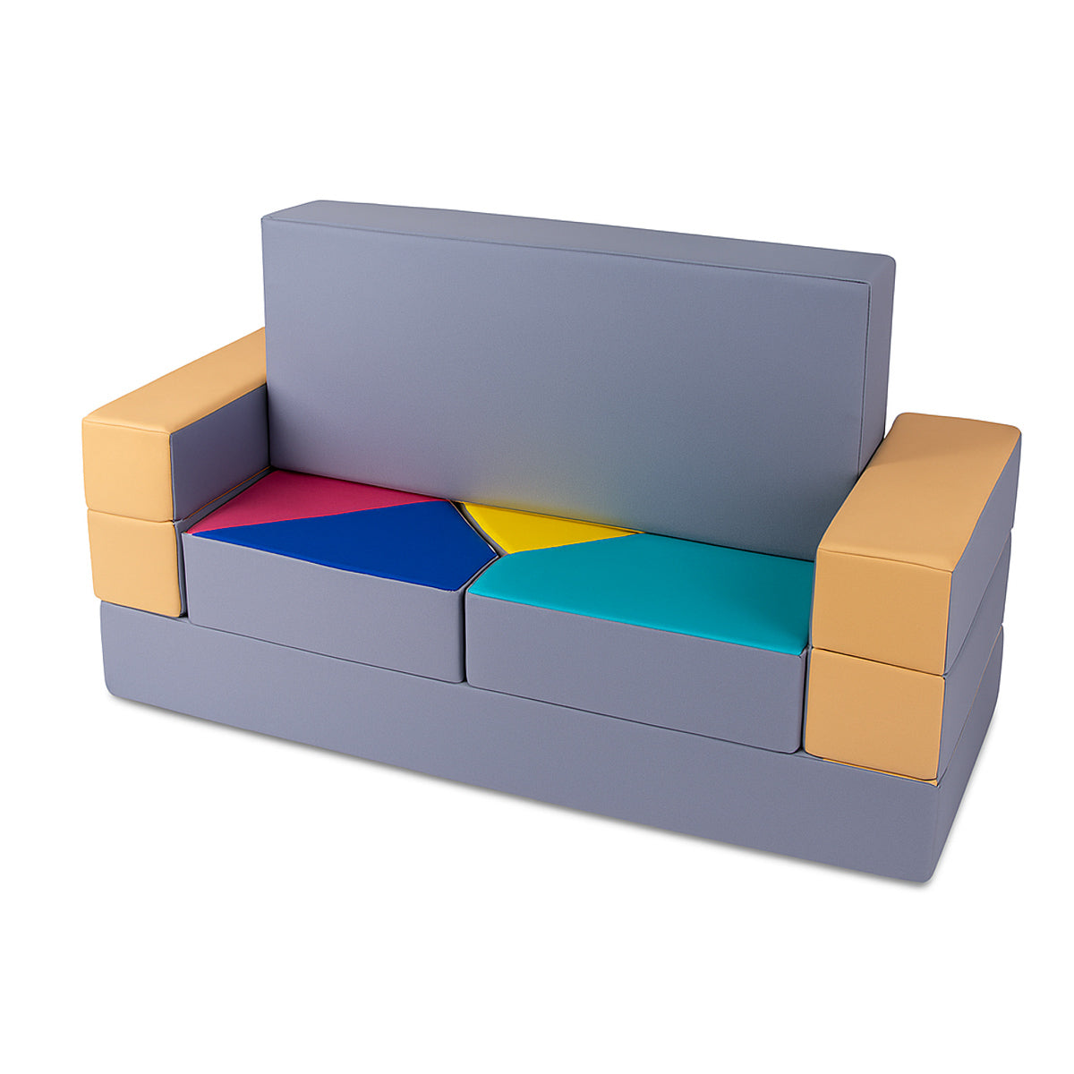 Kindersofa 4in1 Puzzle Spielsofa Beige-Grau