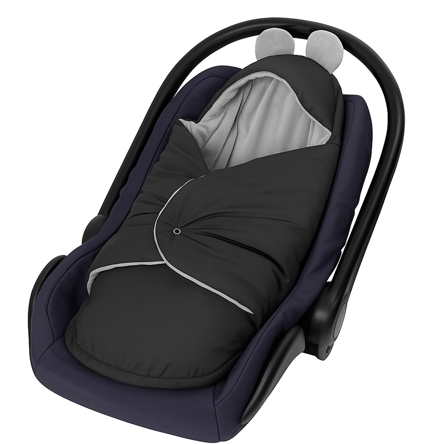 Baby Einschlagdecke für Winter - Schwarz und Grau