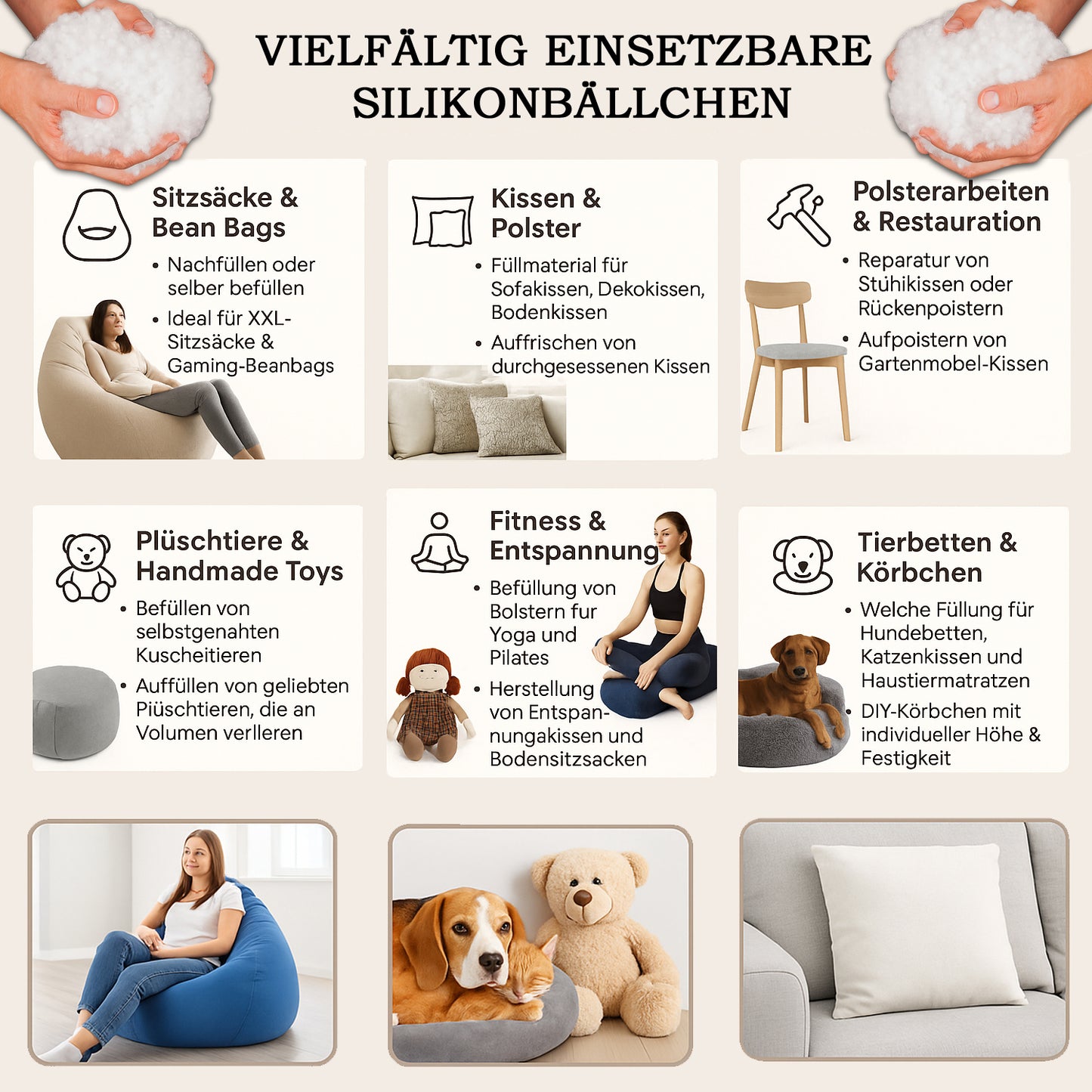 Kissenfüllung Plüschtiere Faserbällchen Füllmaterial Kissen Füllstoff