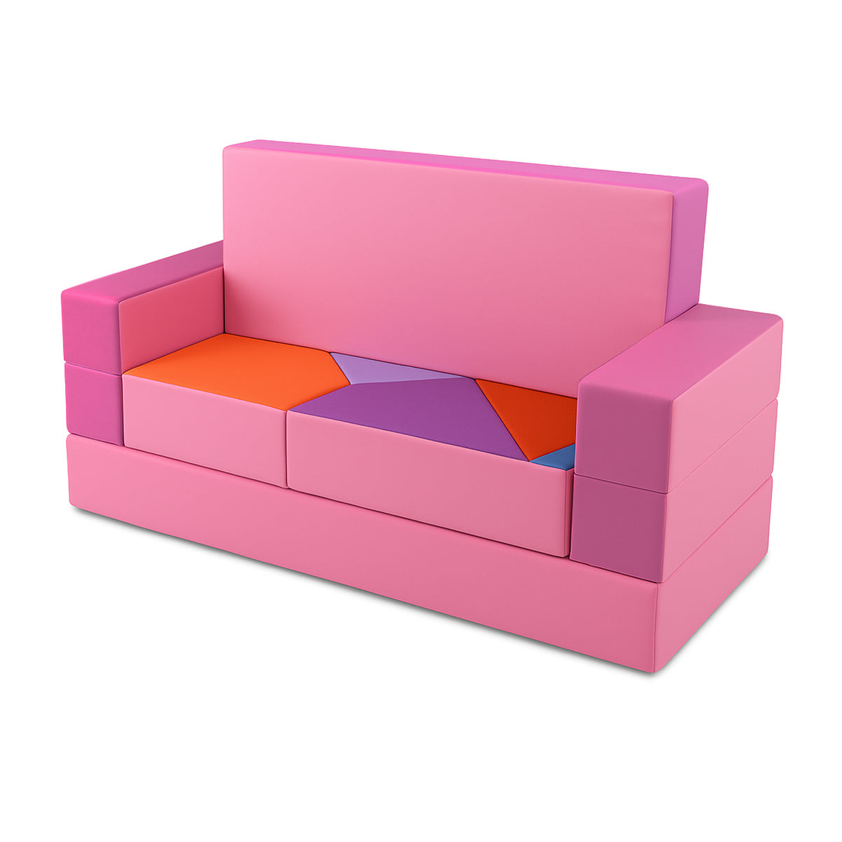 Kindersofa 4in1 Puzzle Spielsofa Rosa-Pink