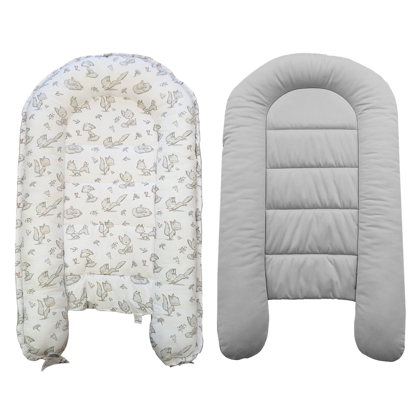 Babynest Kokon aus Baumwolle & Velours - Grau
