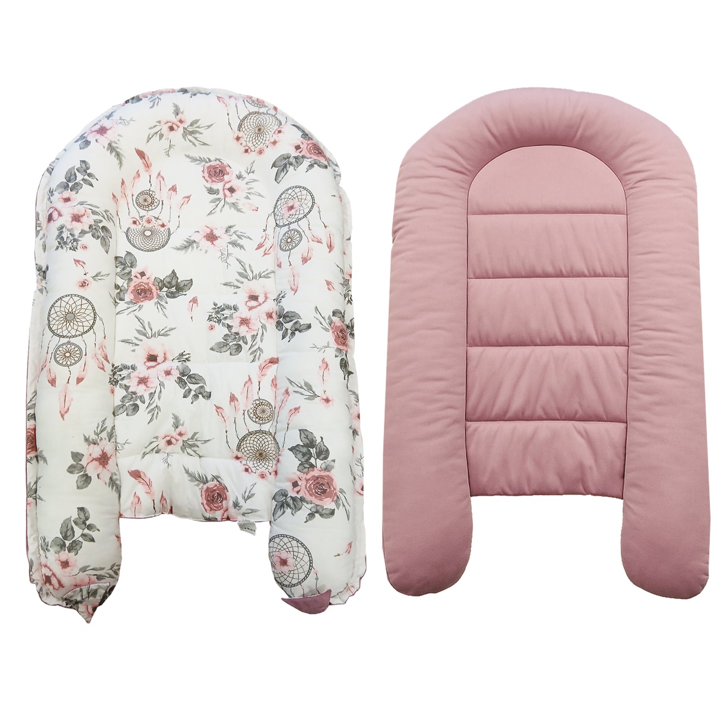 Babynest Kokon aus Baumwolle & Velours - Rosa