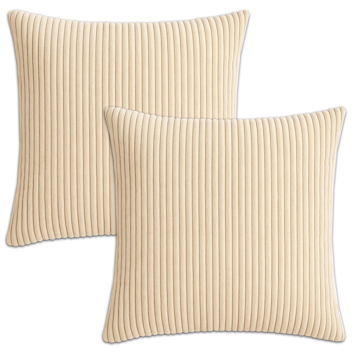 Cord Kissenhülle Set 2 Stck. für Dekokissen Beige