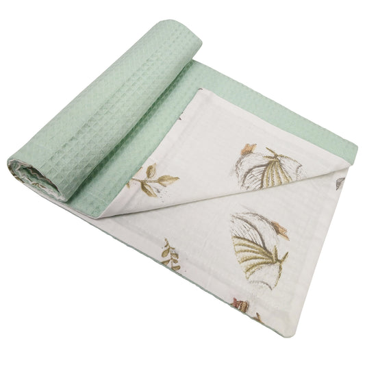LEANBE Babydecke 50x70cm doppelseitig Baumwolle/Waffelstoff Mint