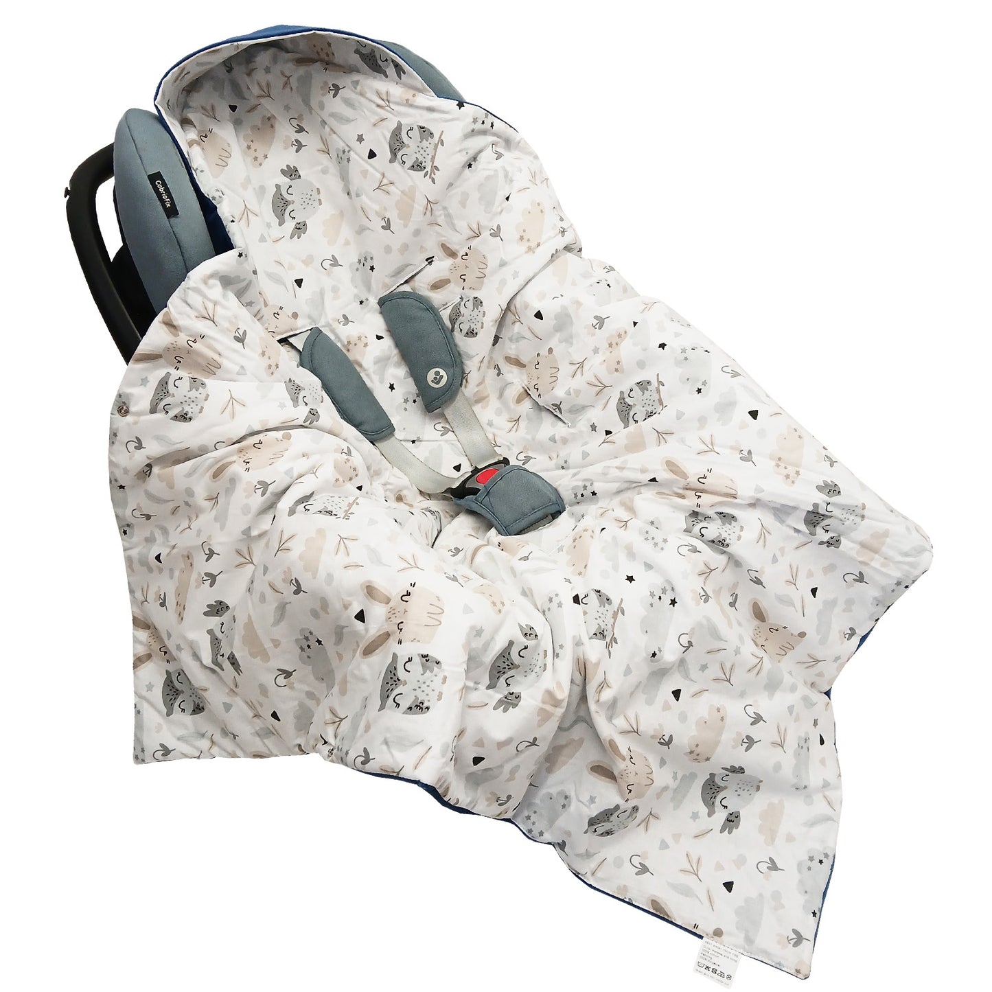 Einschlagdecke Babydecke 86x86 cm – Baumwolle & Velours Blau