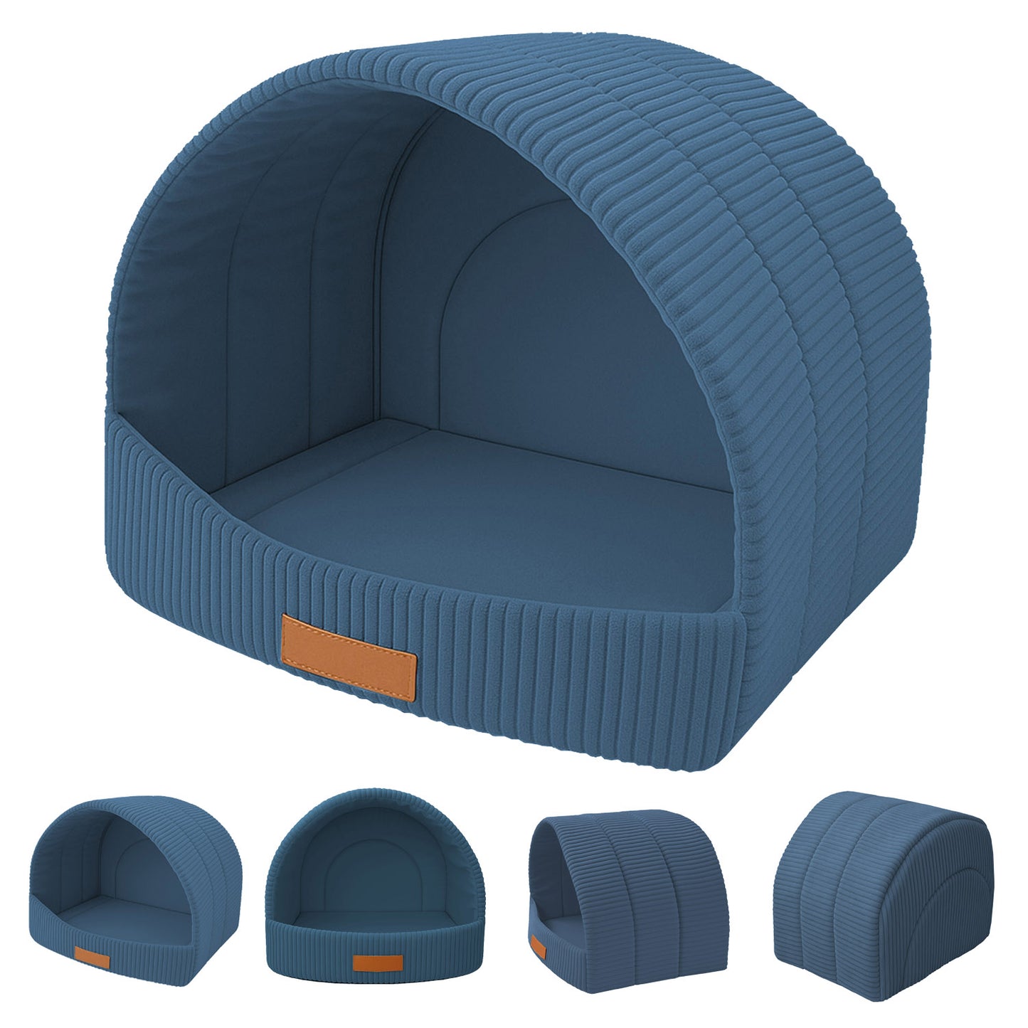 Personalisierbare & Stilvolle Cord-Hütte für Hunde und Katzen - Blau