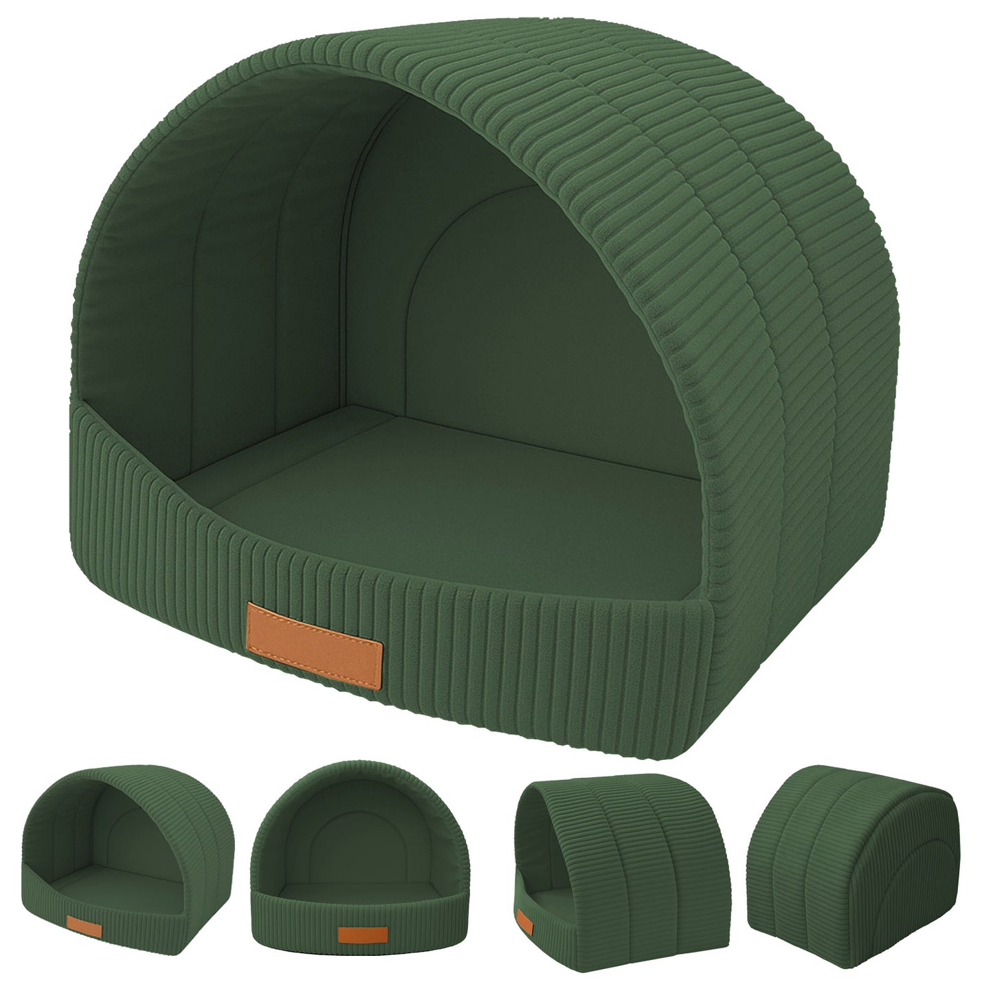 Personalisierbare & Stilvolle Cord-Hütte für Hunde und Katzen - Grün