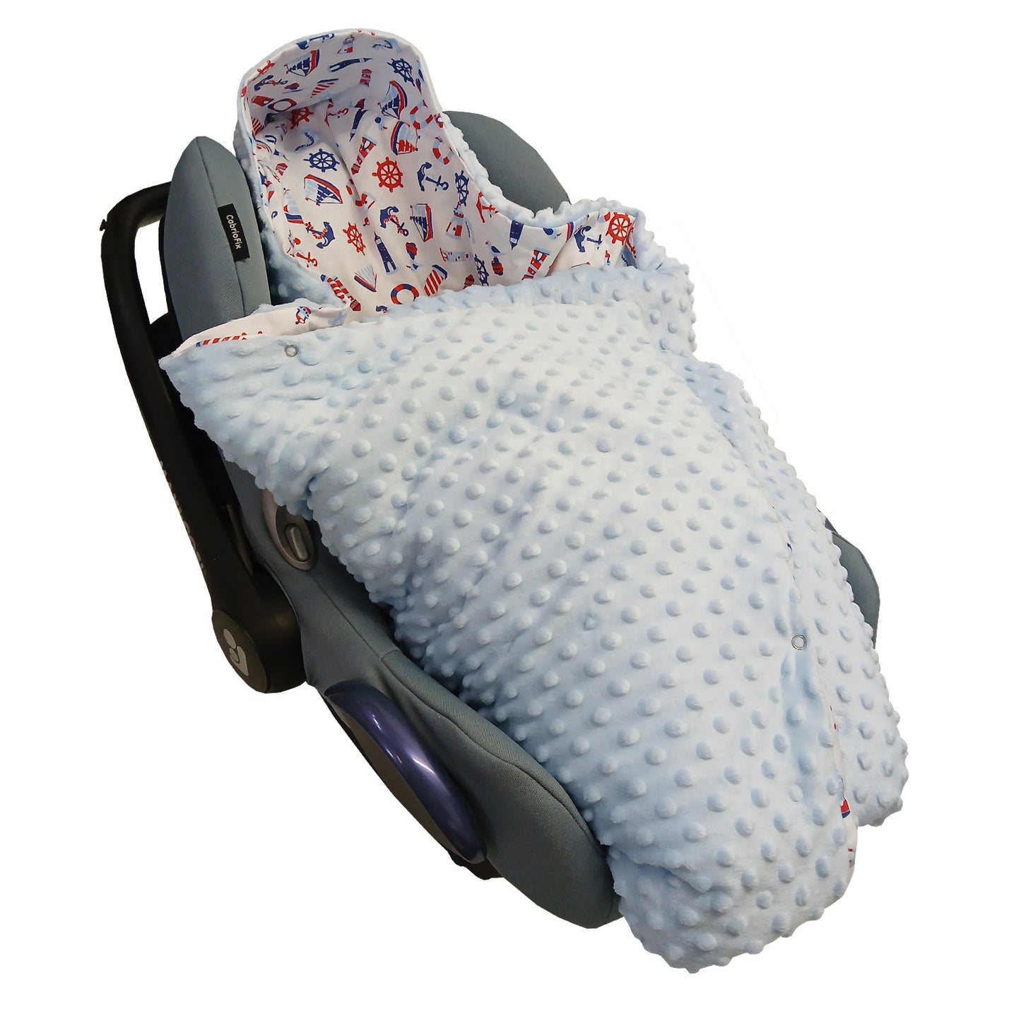 Einschlagdecke Babydecke 86x86 cm – Baumwolle & Minky Blau /Segelboote