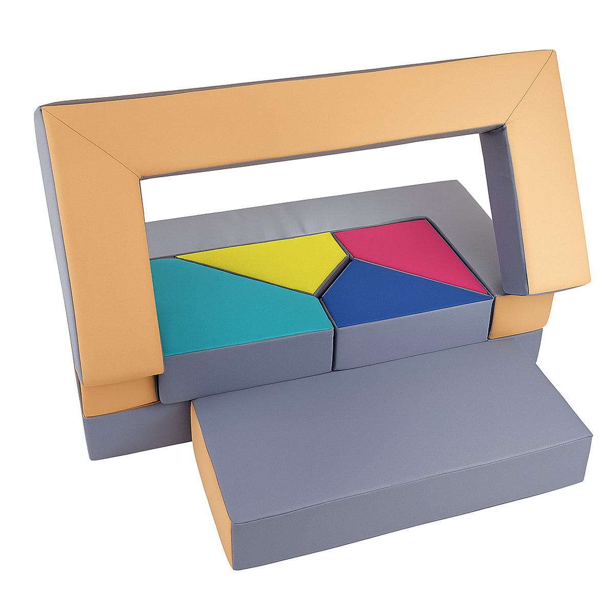 Kindersofa 4in1 Puzzle Spielsofa Beige-Grau