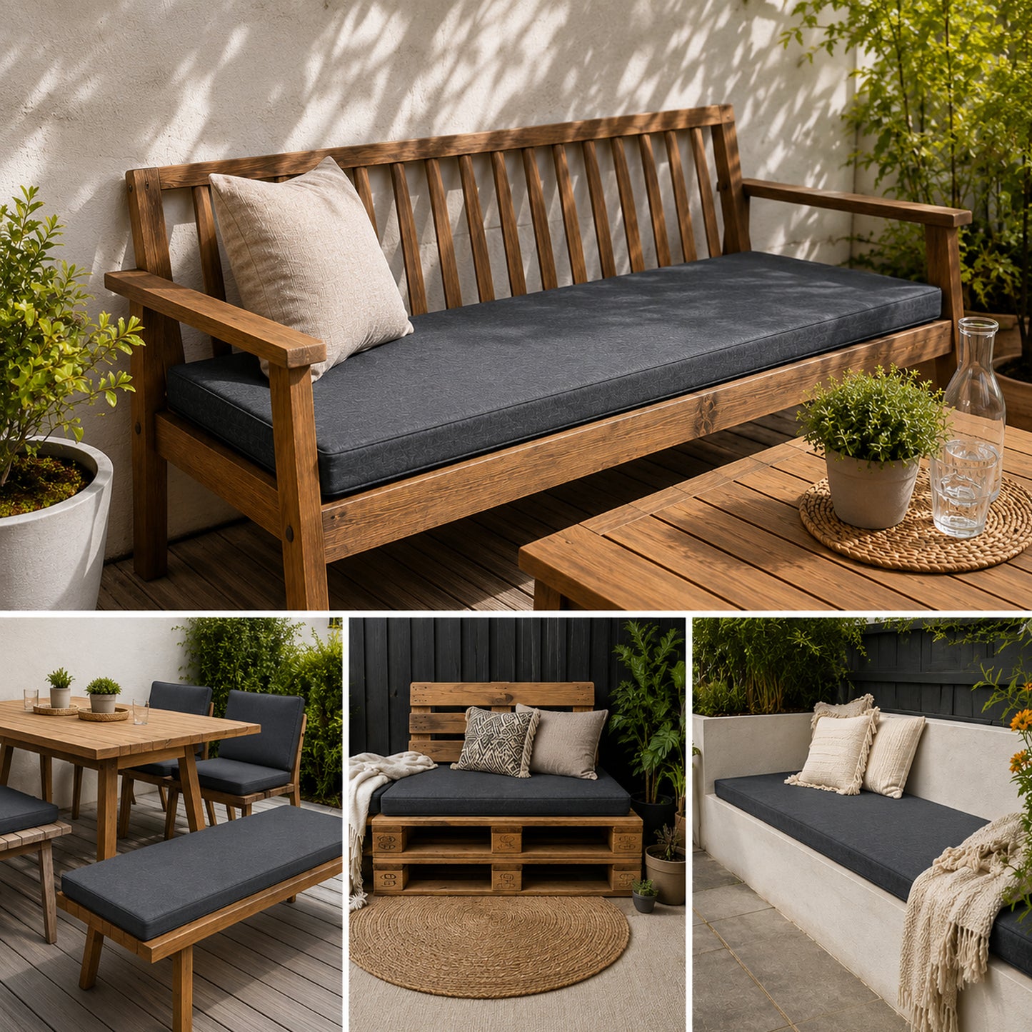 Gartenkissen 110-150 cm – Komfortables Sitzkissen für Gartenbank & Outdoor-Möbel