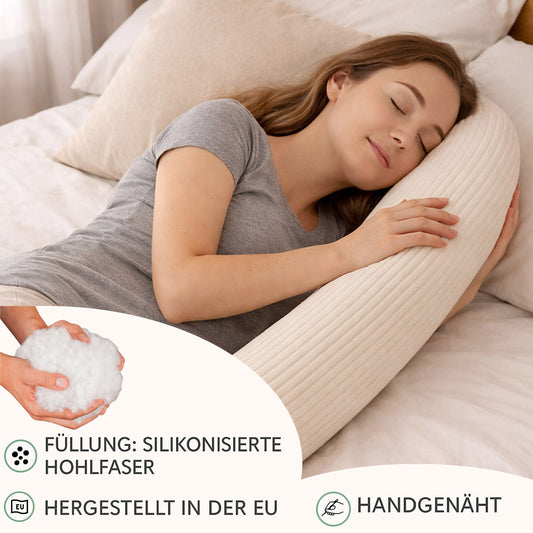 Bettschlange Stillkissen Seitenschläferkissen 150 cm Beige Cord