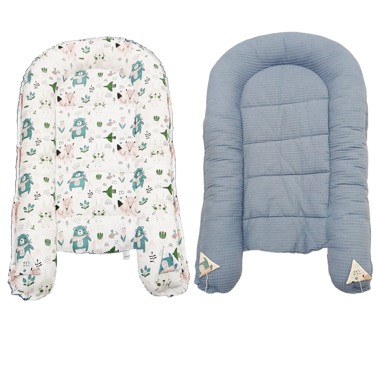 Babynest Kokon aus Baumwolle & Waffelstoff - Blau