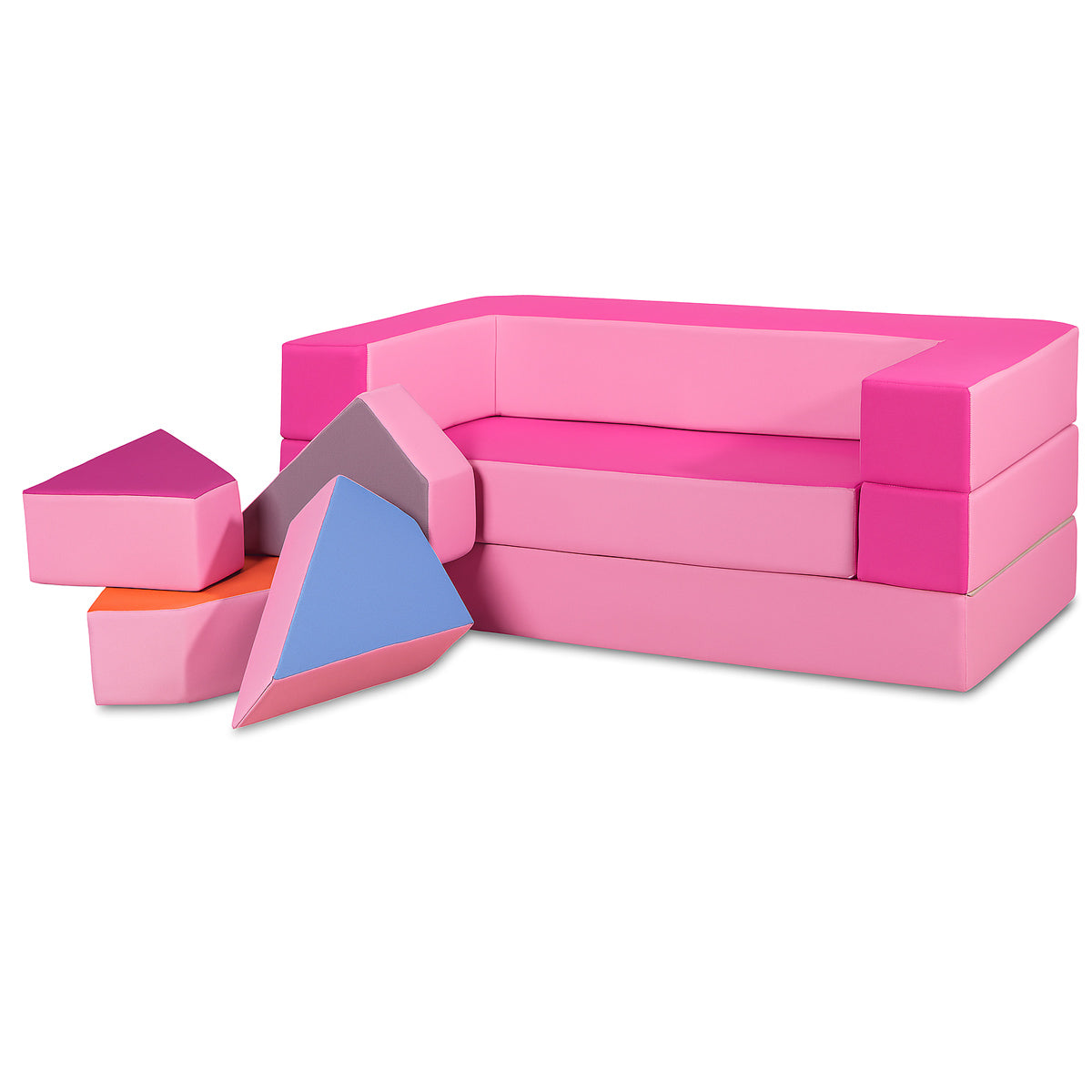 Kindersofa 4in1 Puzzle Spielsofa Rosa-Pink