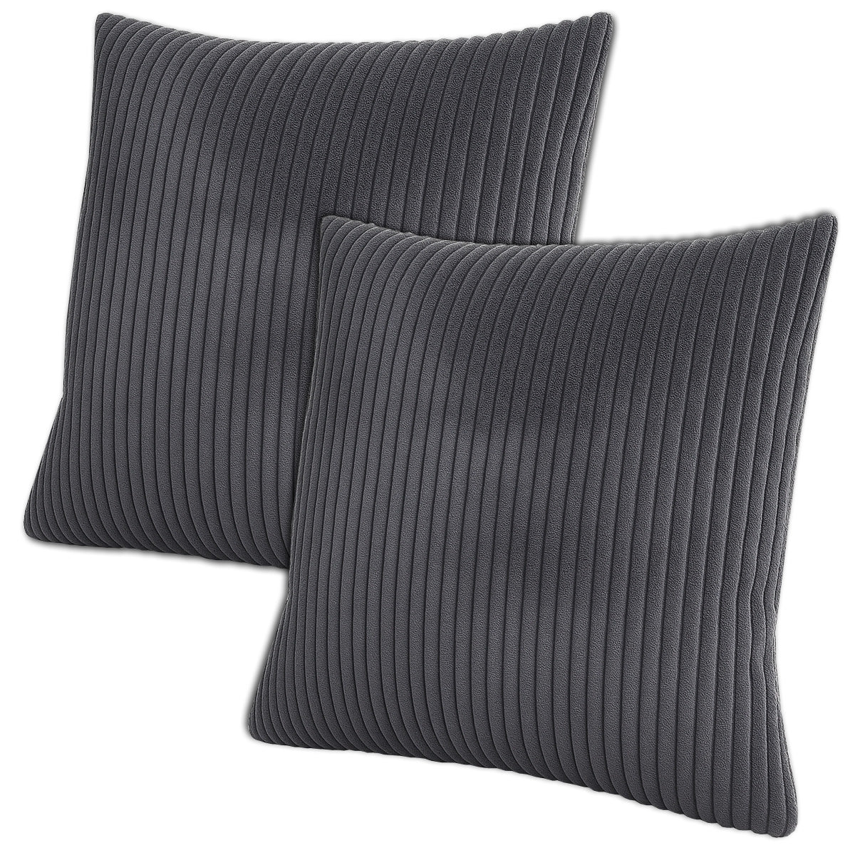 LEANBE Cord Kissenhüllen Set (2 Stück) – Weiche Dekokissenbezüge mit Struktur: Grau