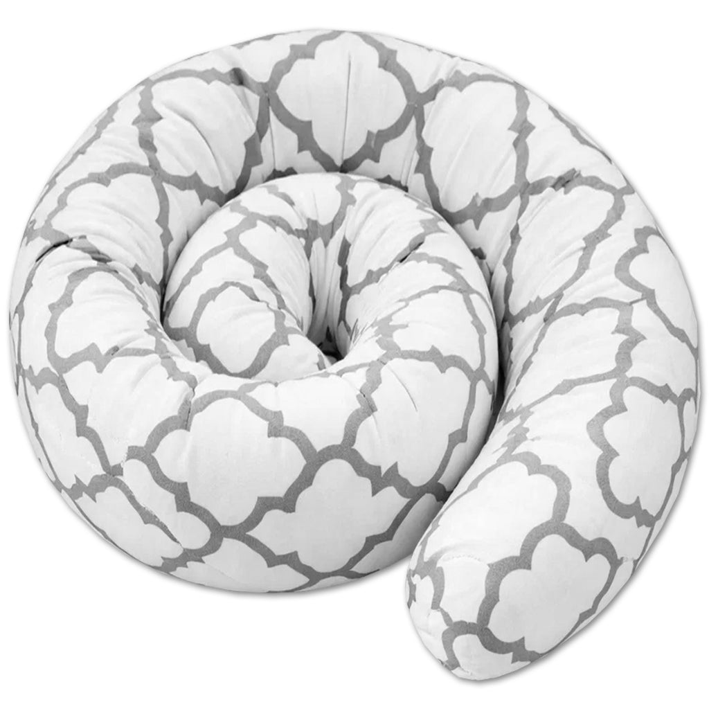 LEANBE Bettkantenschutz 70x20x14 cm + Bettschlange 150x15 cm – Graues Ornament