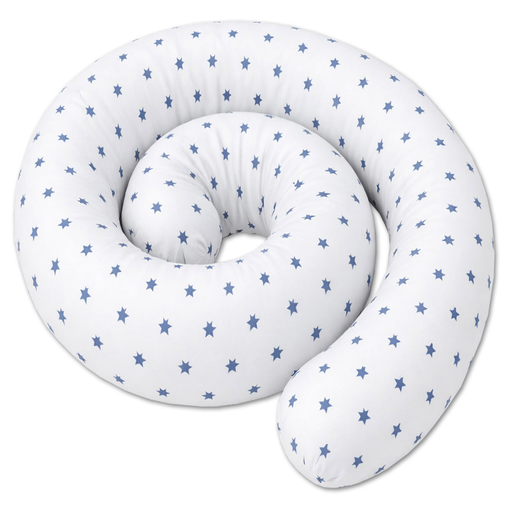 LEANBE Bettkantenschutz 70x20x14 cm + Bettschlange 150x15 cm – Blaue Sterne