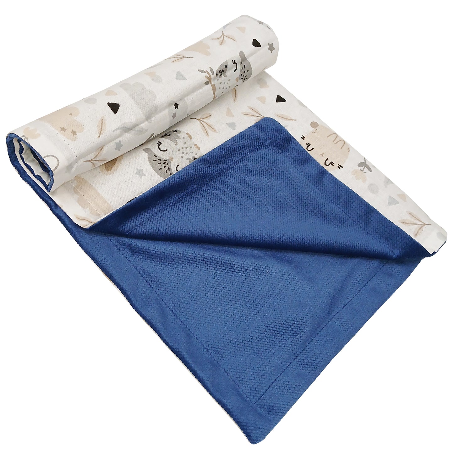 Babydecke 50x70cm doppelseitig Baumwolle/Velours Blau