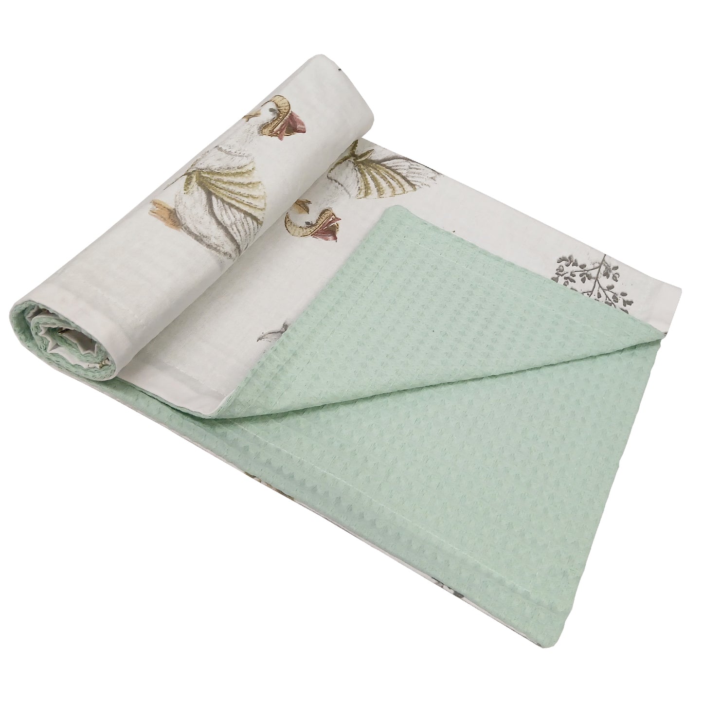 LEANBE Babydecke 50x70cm doppelseitig Baumwolle/Waffelstoff Mint