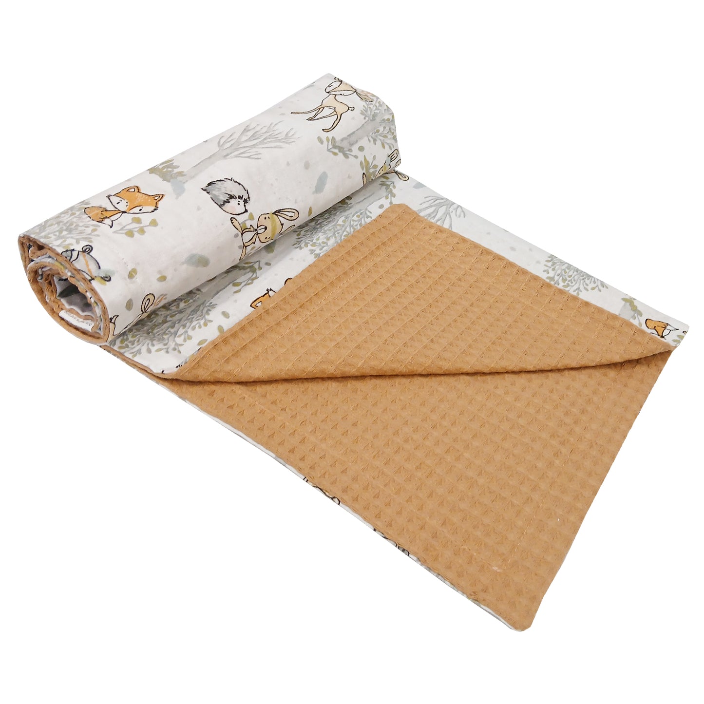 Babydecke 50x70cm doppelseitig Baumwolle/Waffelstoff Beige