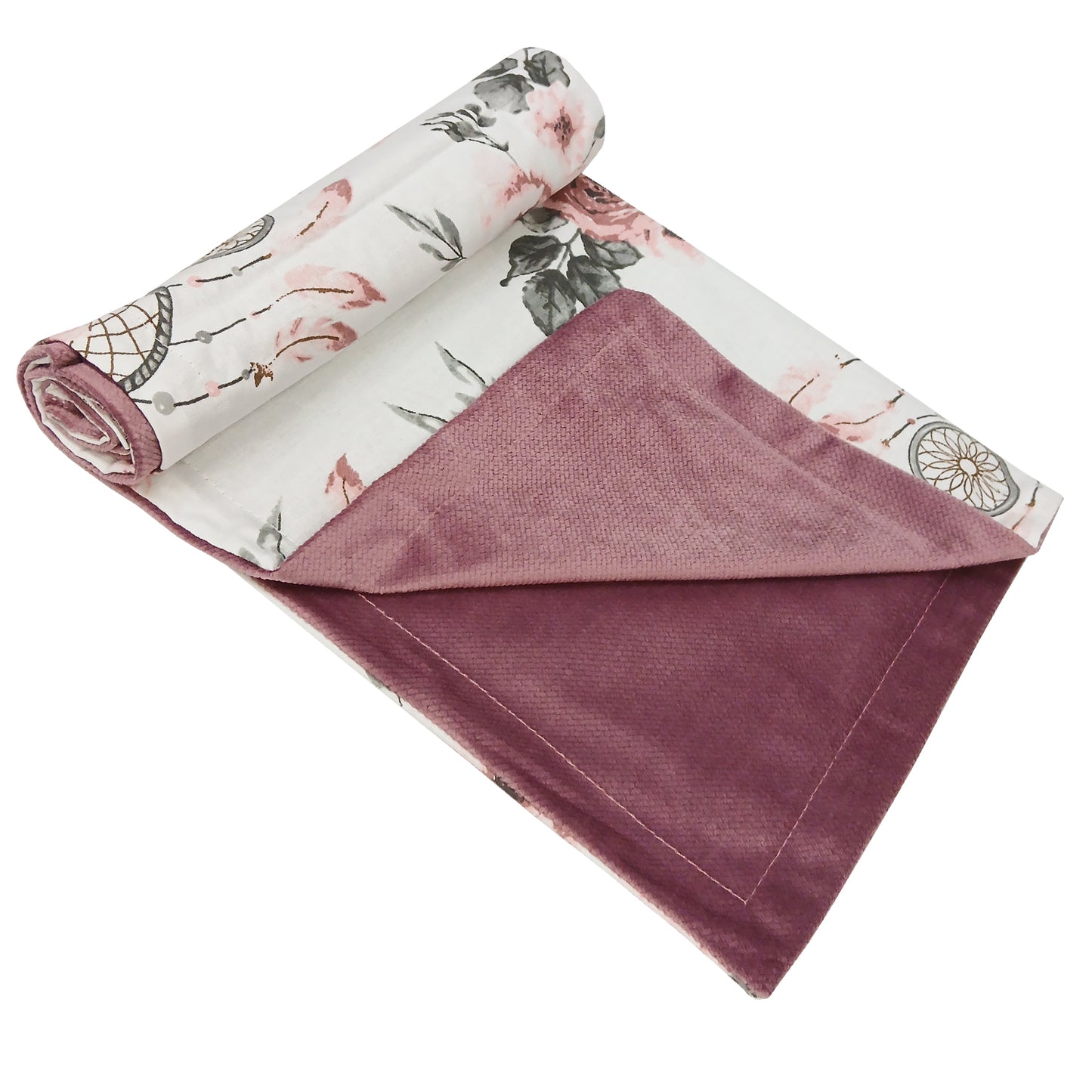Babydecke 50x70cm doppelseitig Baumwolle/Velours Rosa