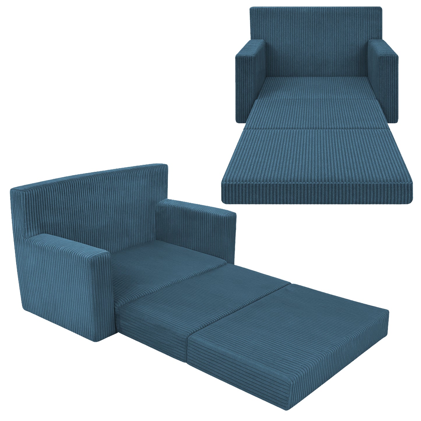 Personalisierbares Kindersofa 3in1 - Blau Cord