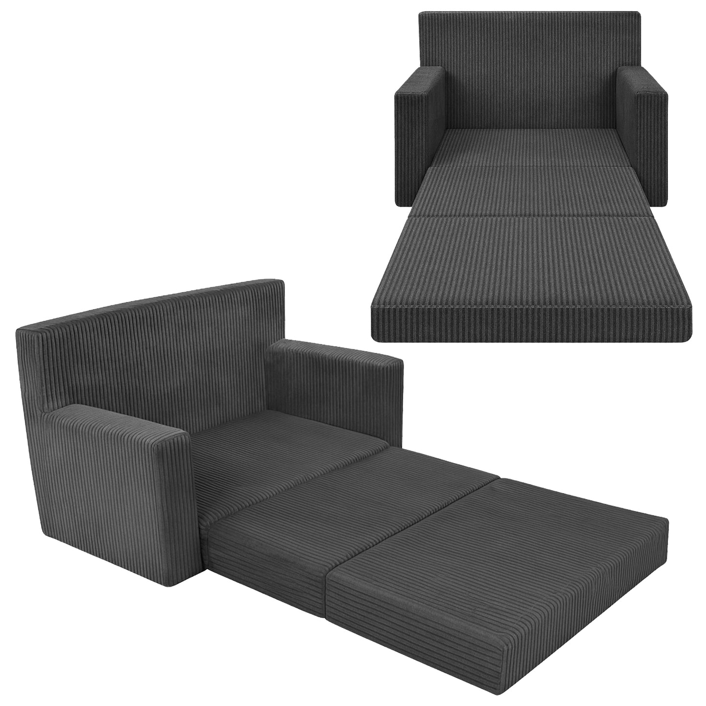 Personalisierbares Kindersofa 3in1 - Grau Cord