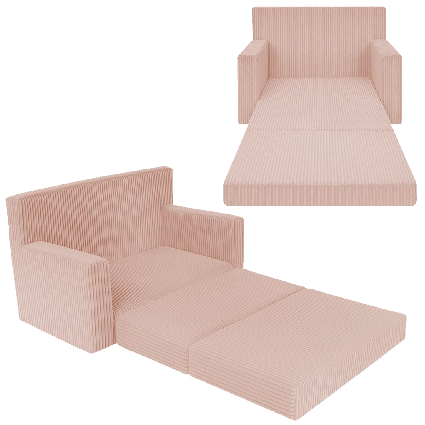 Personalisierbares Kindersofa 3in1 - Rosa Cord