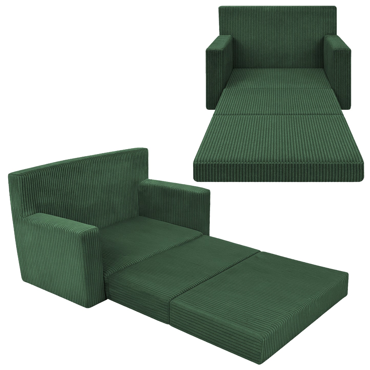 Personalisierbares Kindersofa 3in1 - Grün Cord