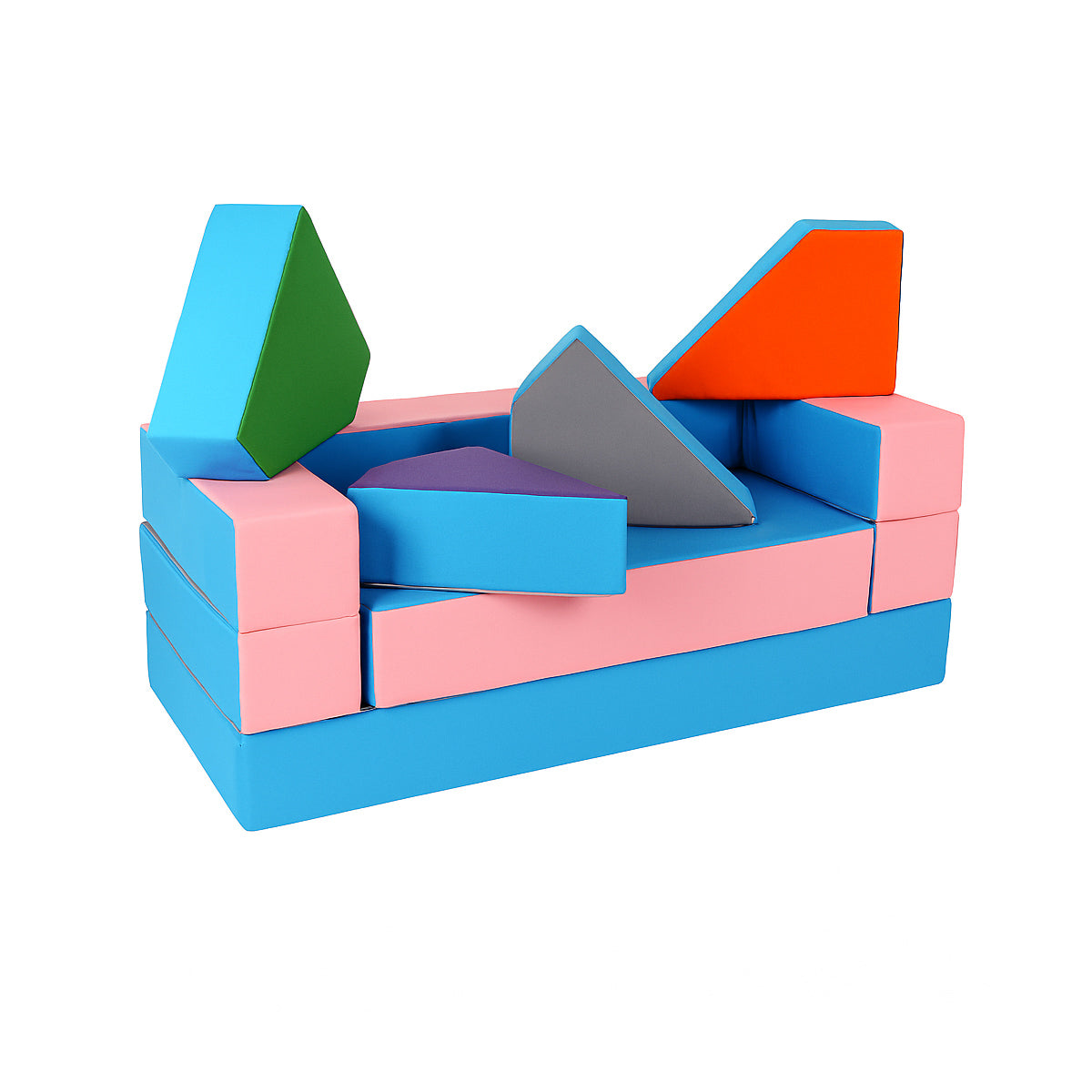 Kindersofa 4in1 Puzzle Spielsofa Rosa-Blau