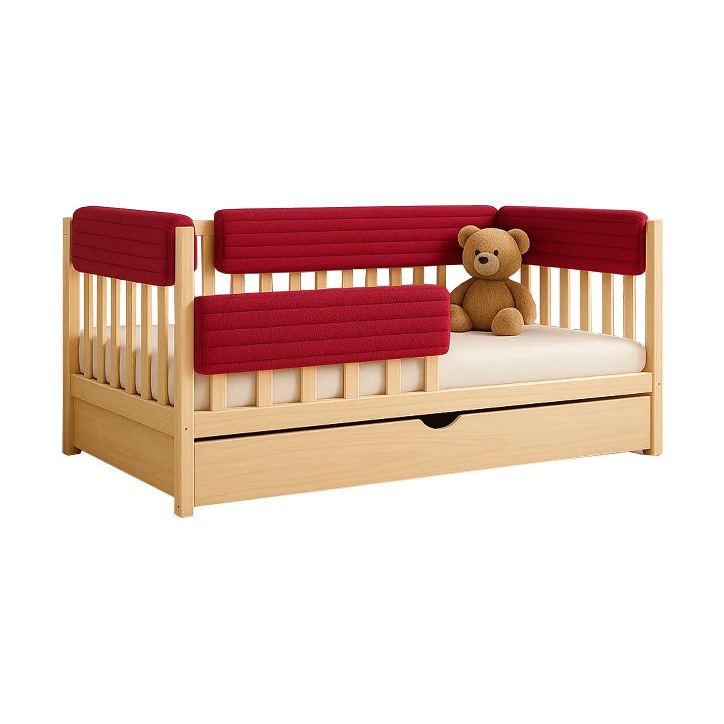 Bettkantenschutz für Babybett – Bordeauxrot Cord