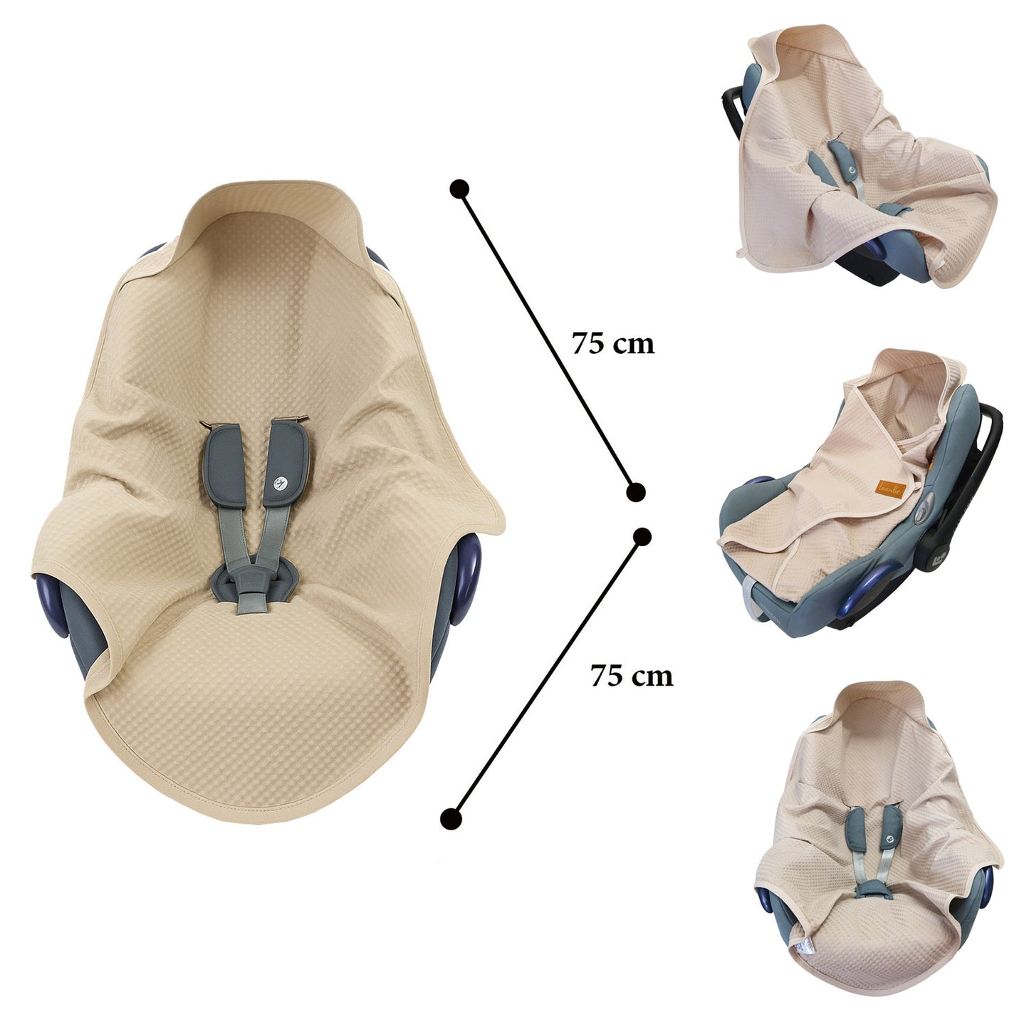 Einschlagdecke aus Waffelstoff für den Sommer 100% Baumwolle Beige