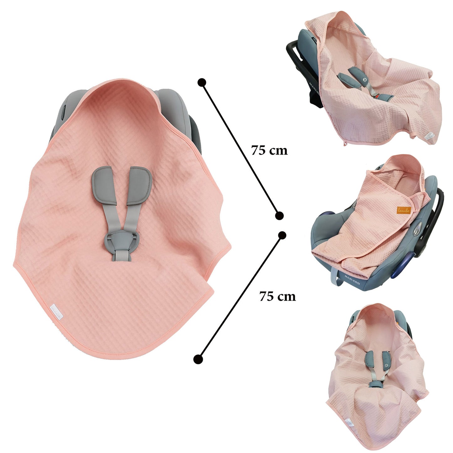 Einschlagdecke aus Waffelstoff für den Sommer 100% Baumwolle Rosa