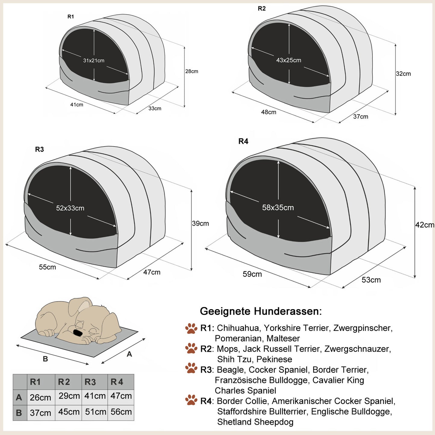 Personalisierbare & Stilvolle Cord-Hütte für Hunde und Katzen - Beige